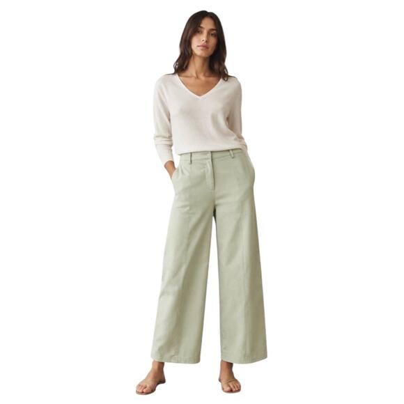 Avec Les Filles Pants - Avec Les Filles Pale Sage Green Wide Leg Trousers High Rise pants professional
